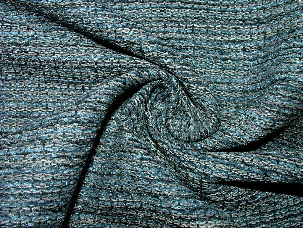 17 Metres Mineral Blue Chenille Fabric Curtain Upholstery Cushion RRP £646.00