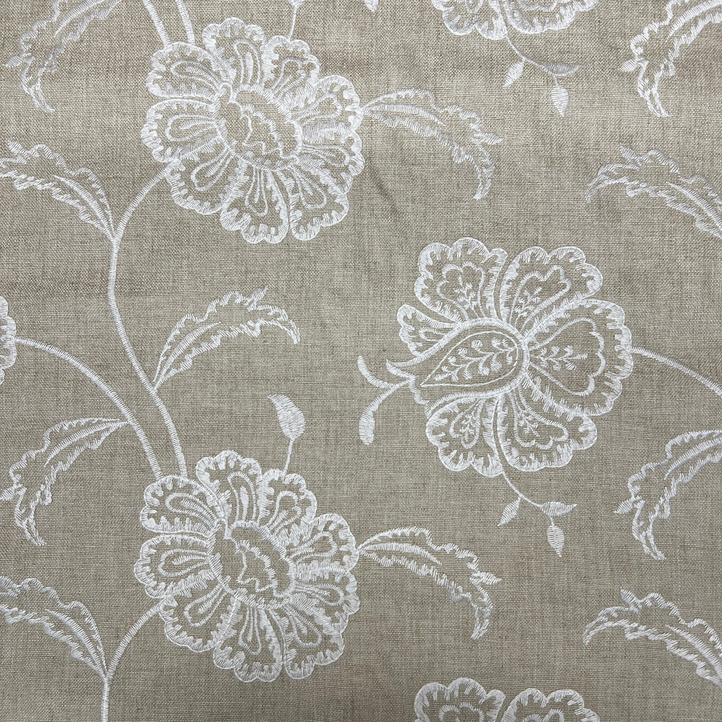 iLiv Embroidered Curtain Fabric 3.5 Metres Chantilly Stone Premium Upholstery0