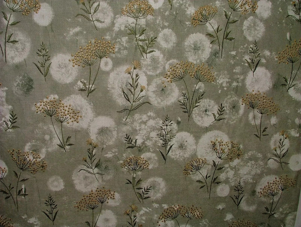 Embroidered Curtain Fabric Botanical Green Floral Upholstery Cushion  12 Metres1