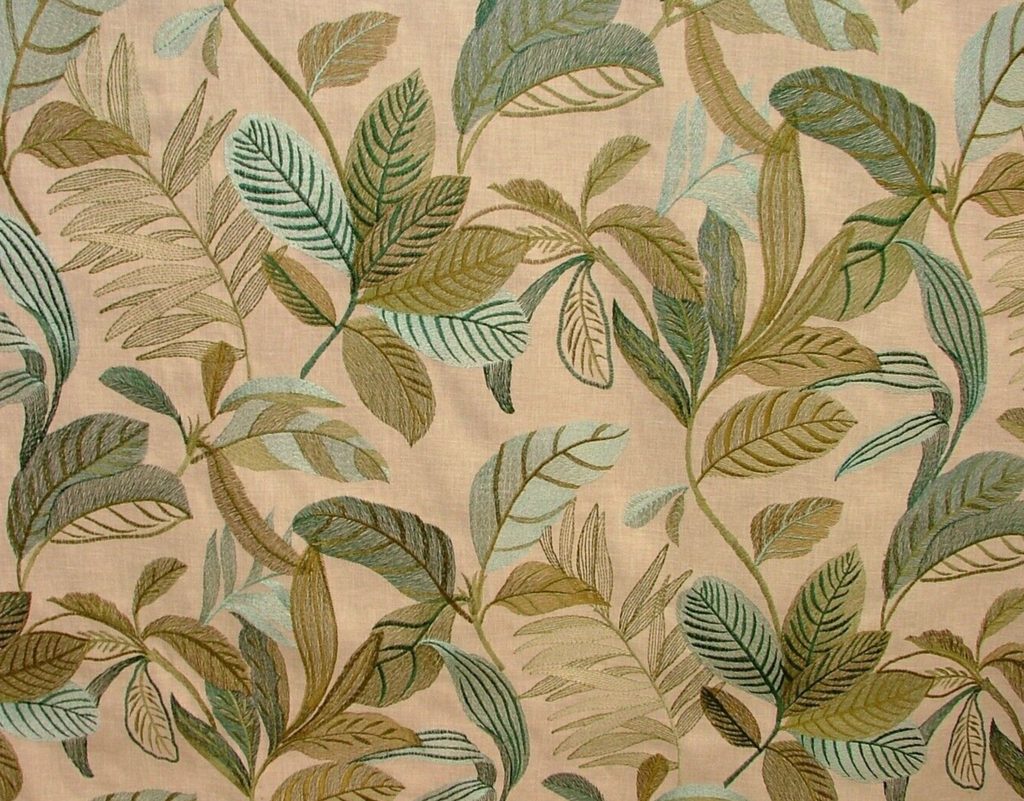 iLiv Embroidered Curtain Fabric 1.4 Metres Antigua Pistachio Upholstery Cushion0