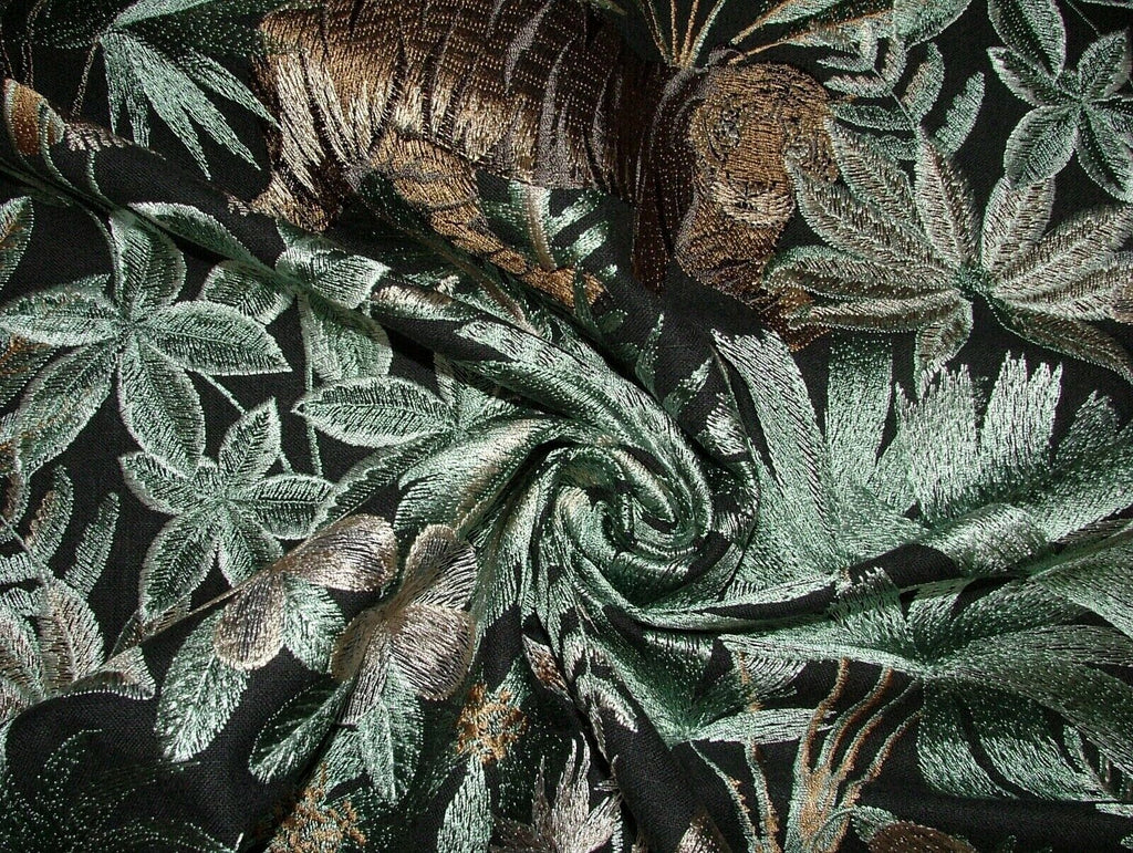 Tropical Forest Tiger Canopy Embroidered  Fabric Curtain Upholstery Cushion