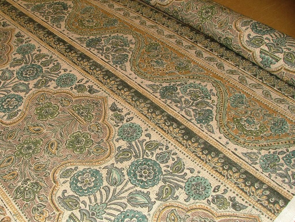 1 Metre Sari Turmeric Linen Blend Fabric - Curtain Upholstery Cushion Headboards8