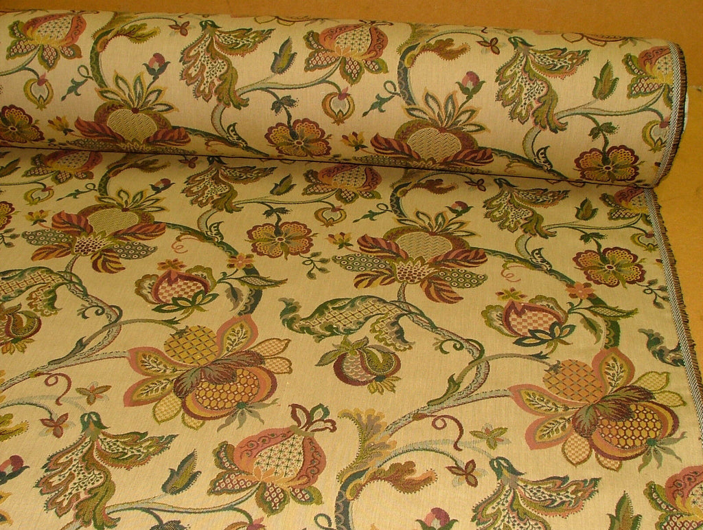 Jacobean Garden Gold Woven Tapestry Jacquard Curtain Upholstery Designer Fabric