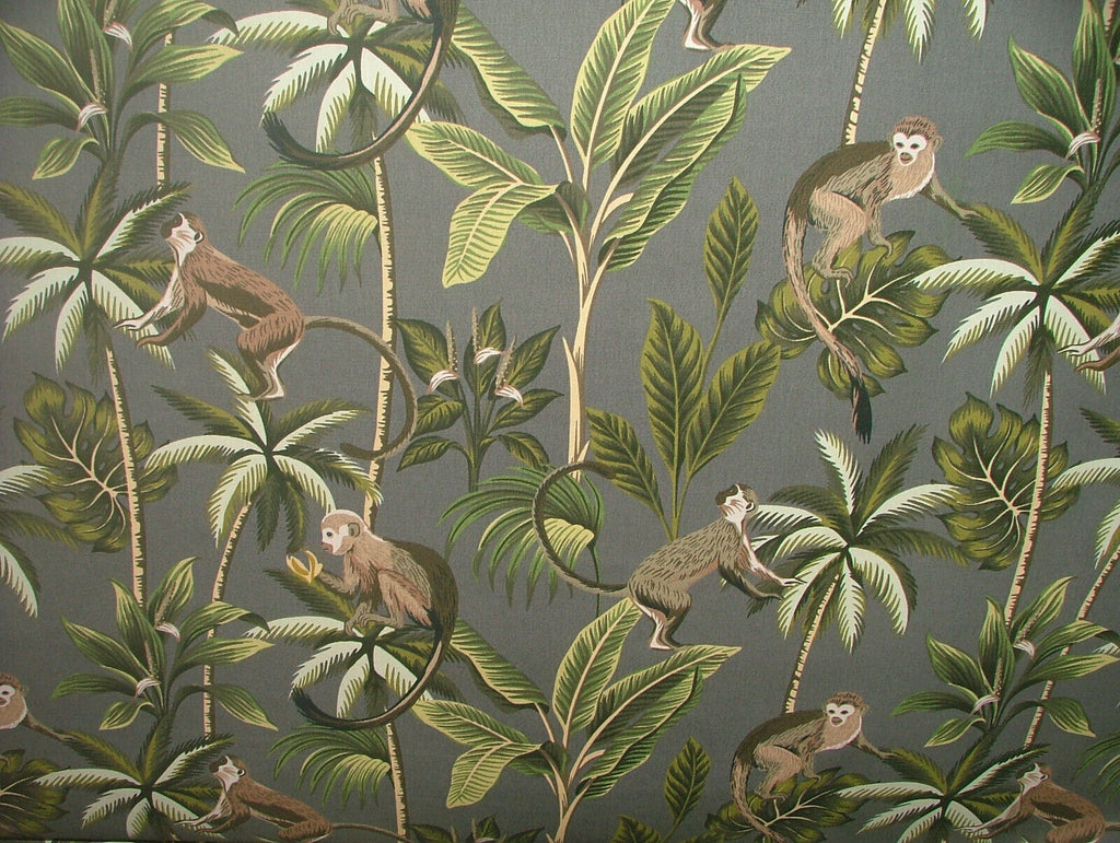 Tropical Monkey Botanical 100% Cotton Curtain Upholstery Cushion Blind Fabric