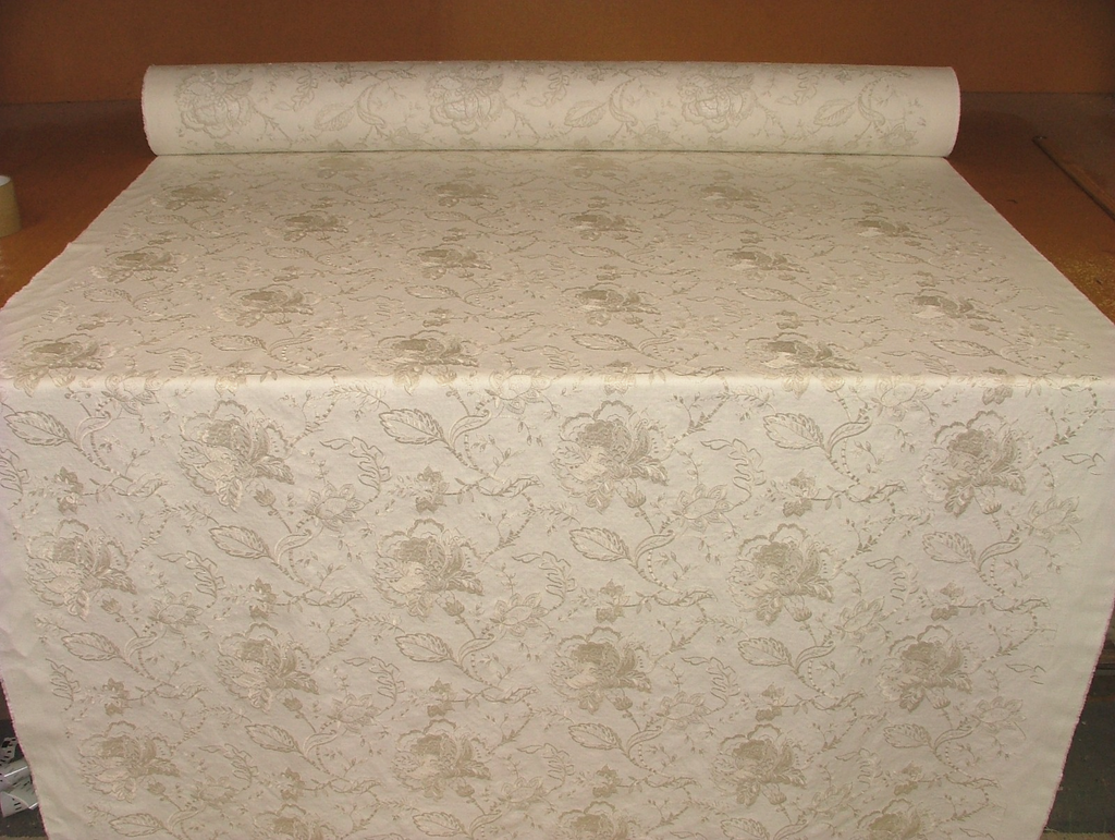 Sandringham Embroidered Curtain Fabric Natural Upholstery  Cushion 23 Metres4