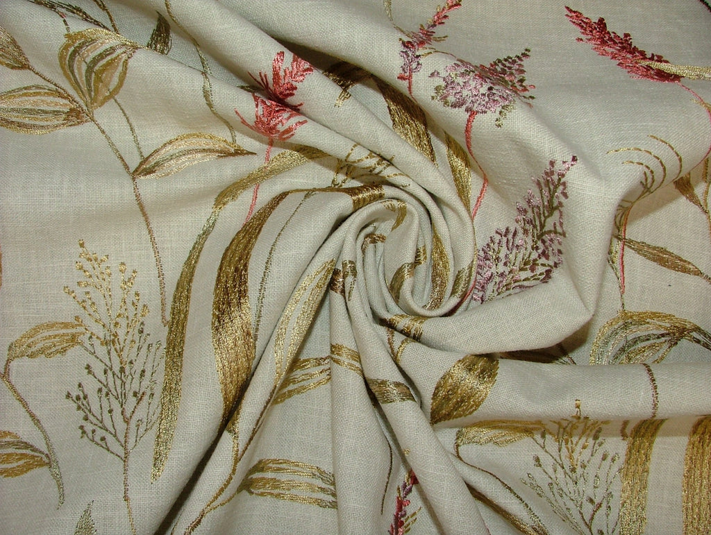 iLiv Embroidered Curtain Fabric 2.4 Metres Betony Rosewood Upholstery Cushion2