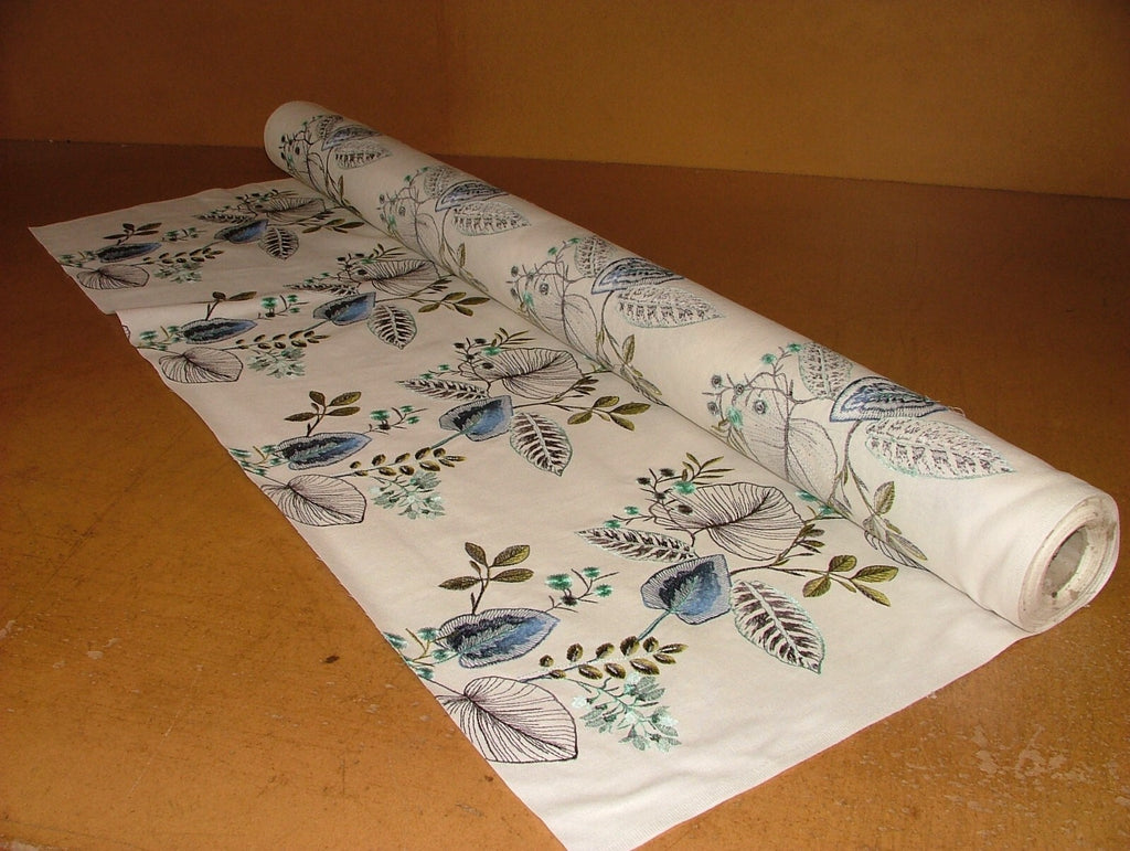 Embroidered Curtain Fabric 9 Metres Serengeti Marine Cushion Upholstery RRP £5851