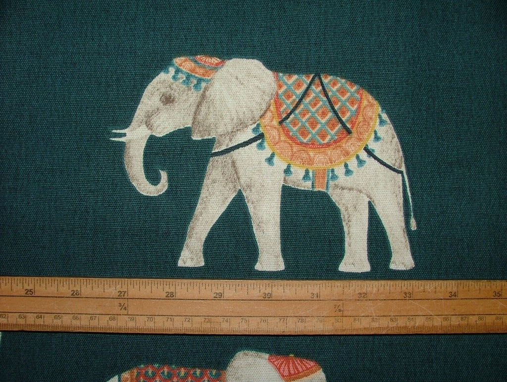 Jaipur Indian Elephant Deep Teal Cotton Curtain Upholstery Cushion Blind Fabric