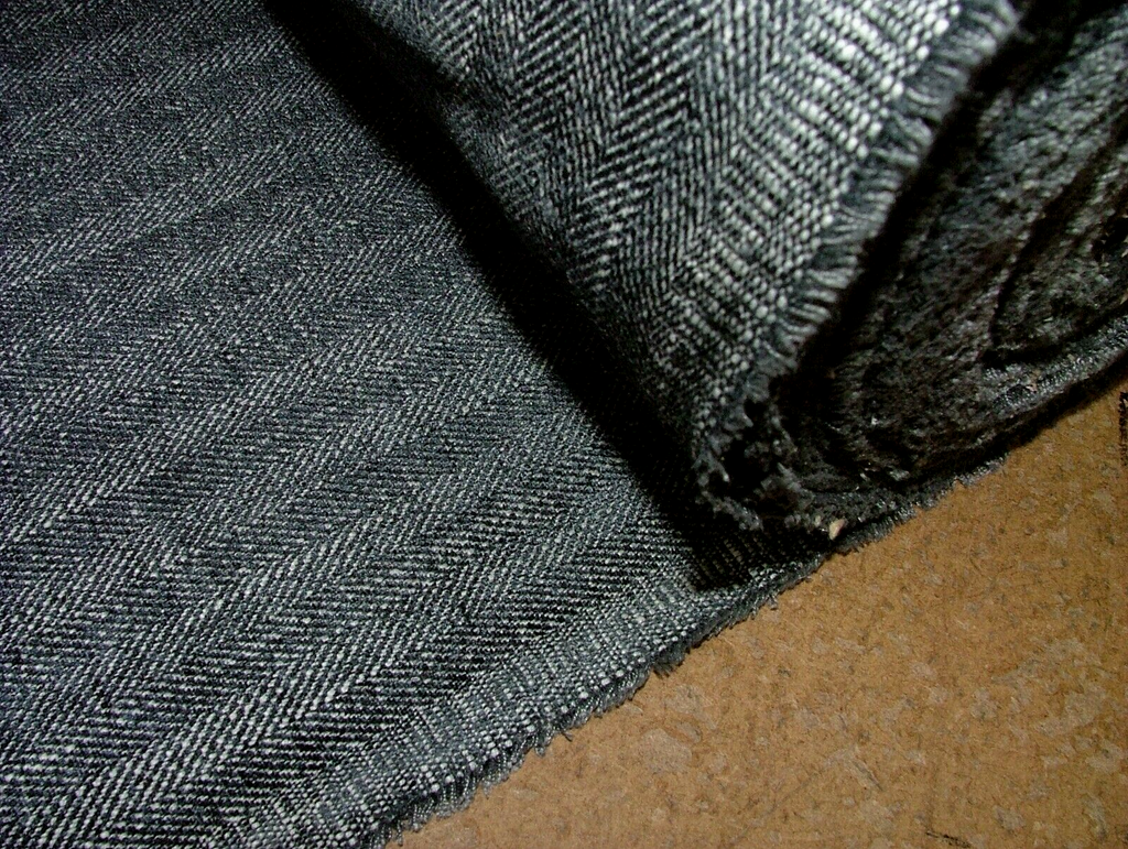 22 Metres Herringbone Black Linen Blend Curtain Upholstery Fabric RRP £616.00