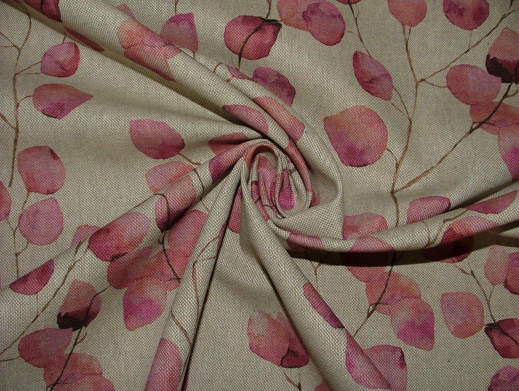 Eucalyptus Tree Leaf Pink Linen Cotton Fabric Curtain Cushion Upholstery Craft