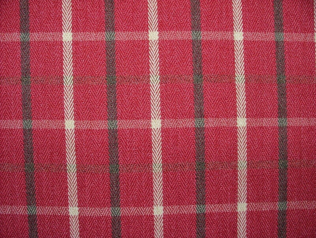 Vintage Pink Herringbone Wool Effect Tartan Upholstery Cushion Curtain Fabric