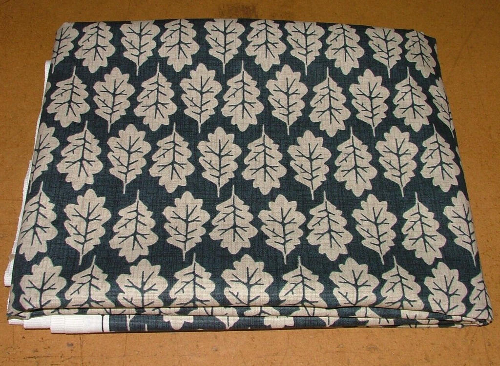 2.8 Metres iLiv Oak Leaf Midnight Blue Cotton Fabric Cushion Curtain Upholstery