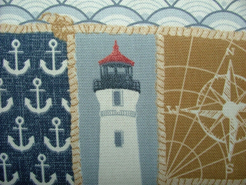 "Lighthouse" Nautical Coastal Cotton Curtain Upholstery Cushion Patchwork Fabric