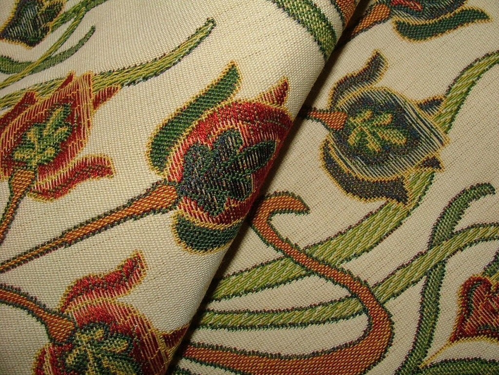 Art Nouveau Pugin Red Blue Gold Jacquard Curtain Upholstery Cushion Fabric