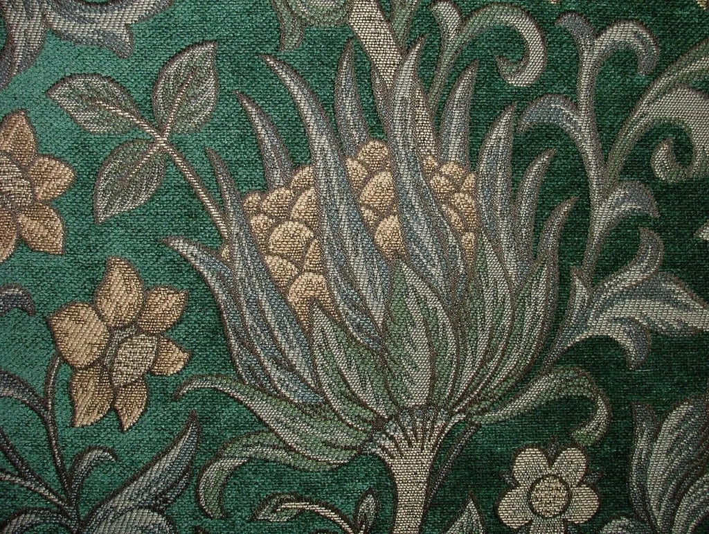 3.2 Metres Scottish Thistle Verdigris Chenille Fabric Curtain Cushion Upholstery