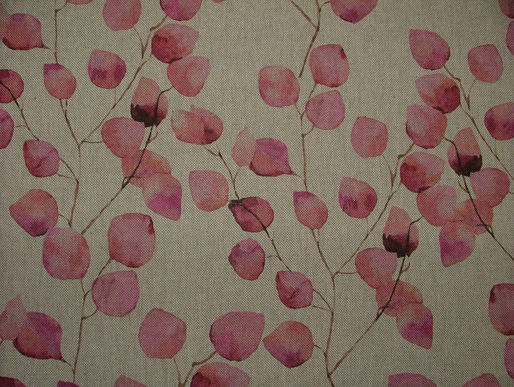 Eucalyptus Tree Leaf Pink Linen Cotton Fabric Curtain Cushion Upholstery Craft