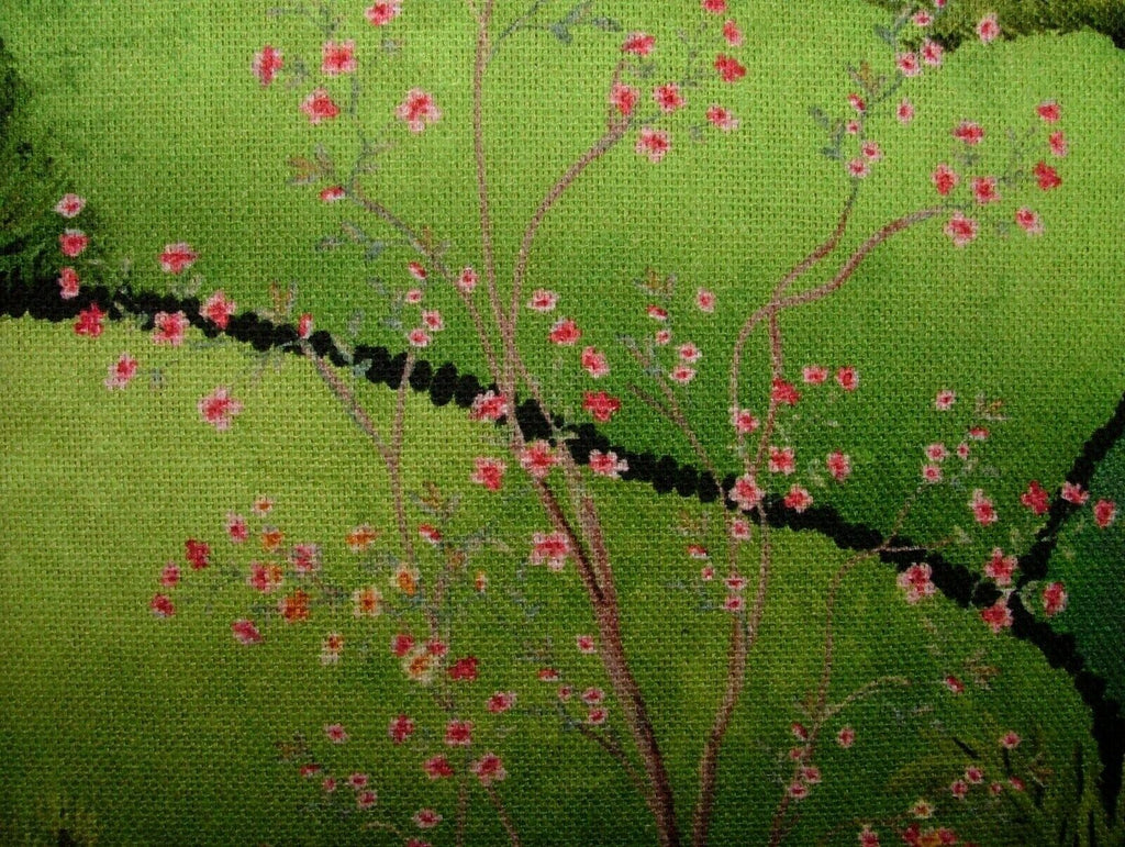 Spring Meadow Tree Cotton Fabric Curtain Upholstery Cushion Blanket Throws Use