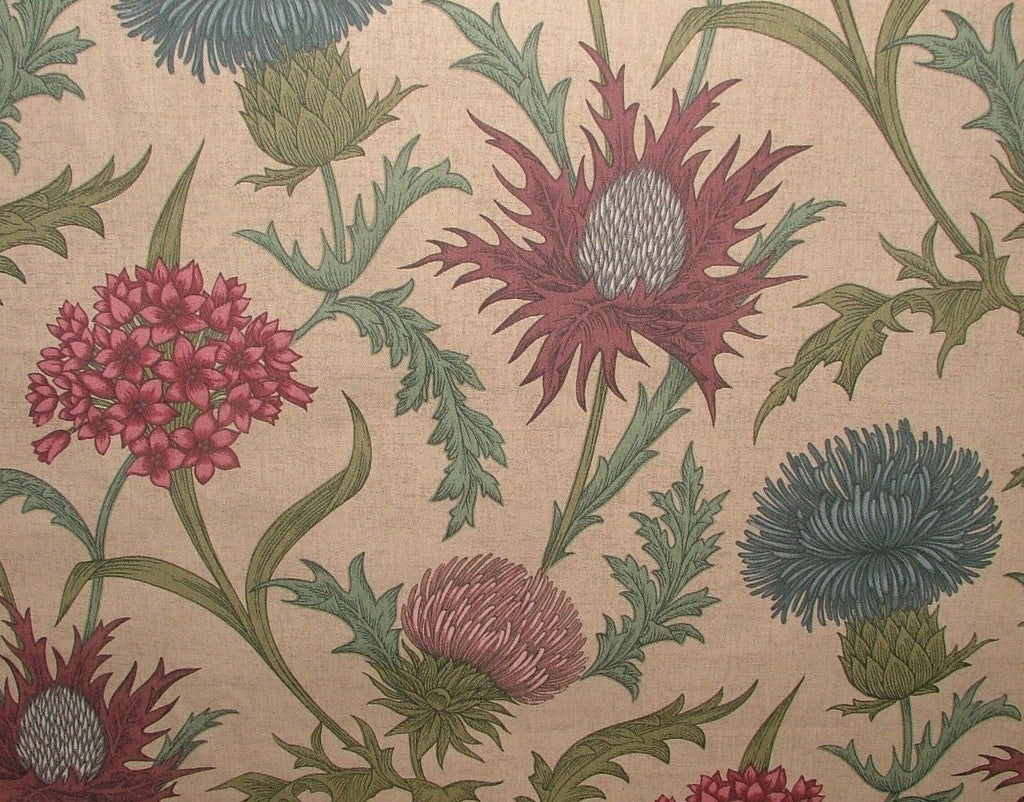 Scottish Thistle Foxglove Cotton Curtain Upholstery Cushion Roman Blind Fabric