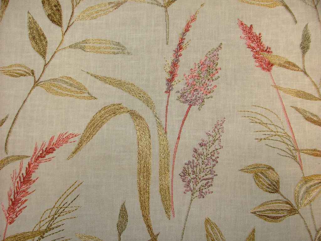 iLiv Embroidered Curtain Fabric 2.4 Metres Betony Rosewood Upholstery Cushion6