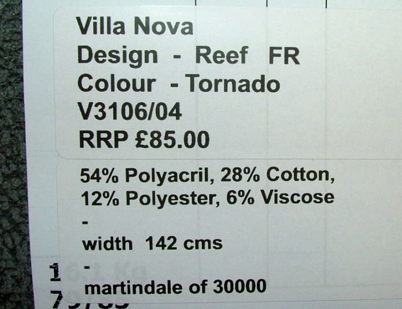 Upholstery Fabric Romo Tornado Grey Velvet Flame Retardant  -  10 Metre Roll6