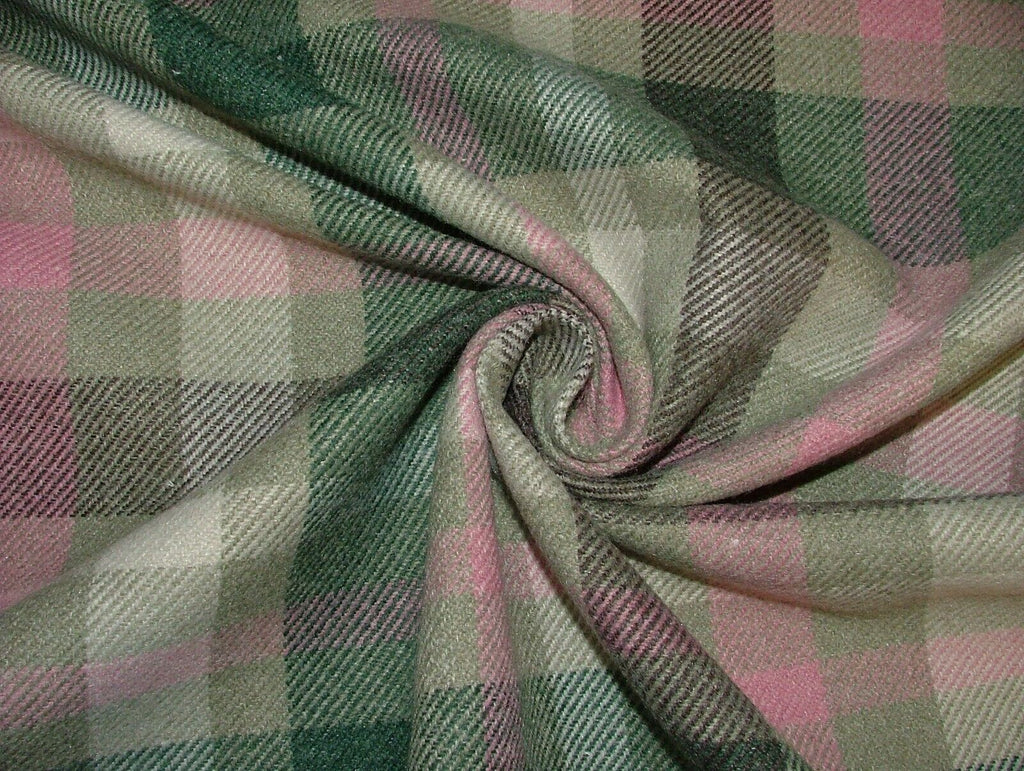 Tobermory Jade Wool Effect Thick Tartan Upholstery Curtain Cushion Fabric