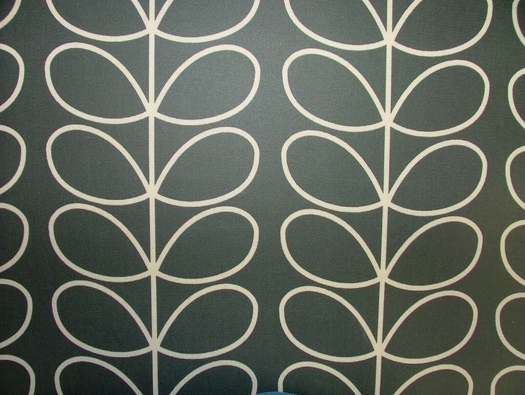 Orla Kiely Linear Stem Cool Grey PVC Vinyl Tablecloth Fabric Sold By The Metre