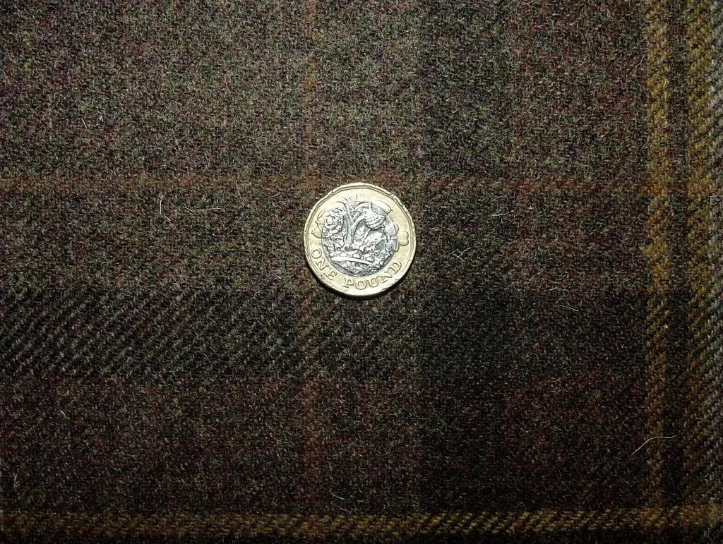 Shetland Wool Curtain Fabric Chestnut Brown Tartan Upholstery Cushion 2.5 Metres7