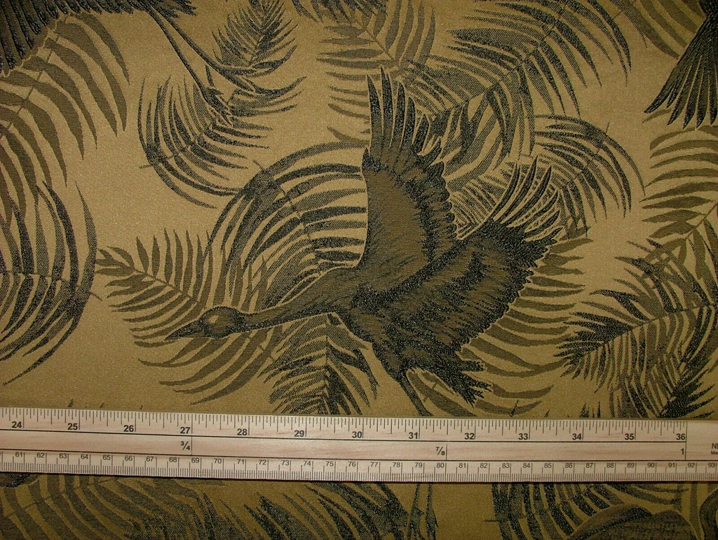 2.4 Metres Kotori Crane Bird Gilt Jacquard Curtain Upholstery Cushion Fabric