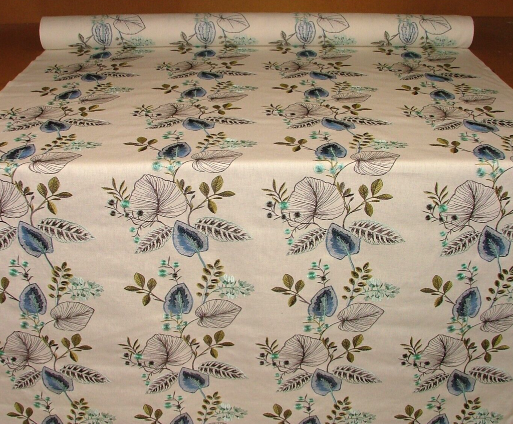 9 Metres Serengeti Marine Embroidered Curtain Cushion Upholstery Fabric RRP £585