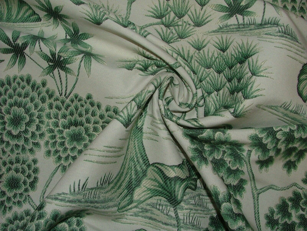 Japanese Oriental Tree Green Jacquard Fabric Curtain Upholstery Cushion Blind