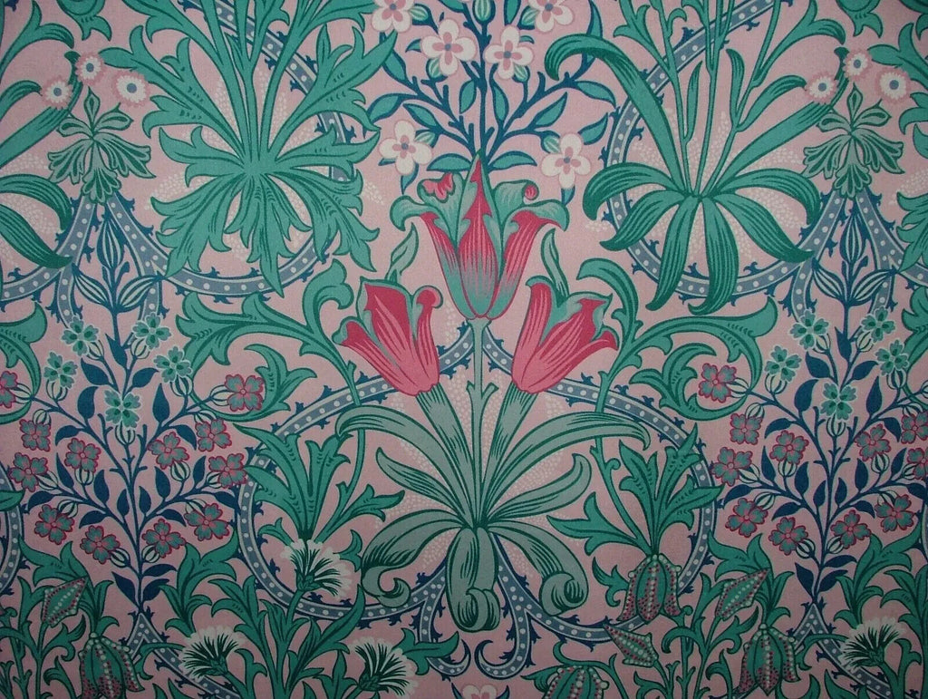 15 Metres Art Nouveau Tulip Floral Pink Velvet Fabric Curtain Upholstery Cushion