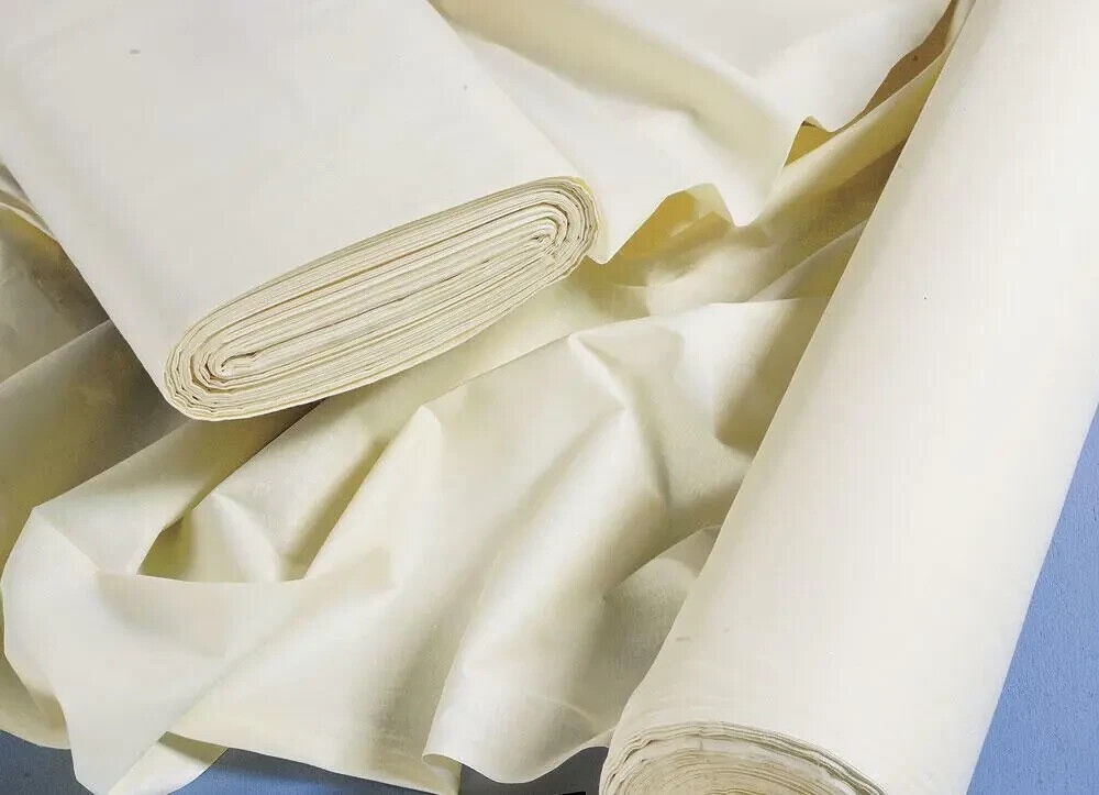 8 Metres Ivory Solprufe 100% Cotton Sateen Washable Curtain Lining Fabric