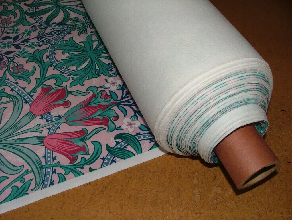 15 Metres Art Nouveau Tulip Floral Pink Velvet Fabric Curtain Upholstery Cushion