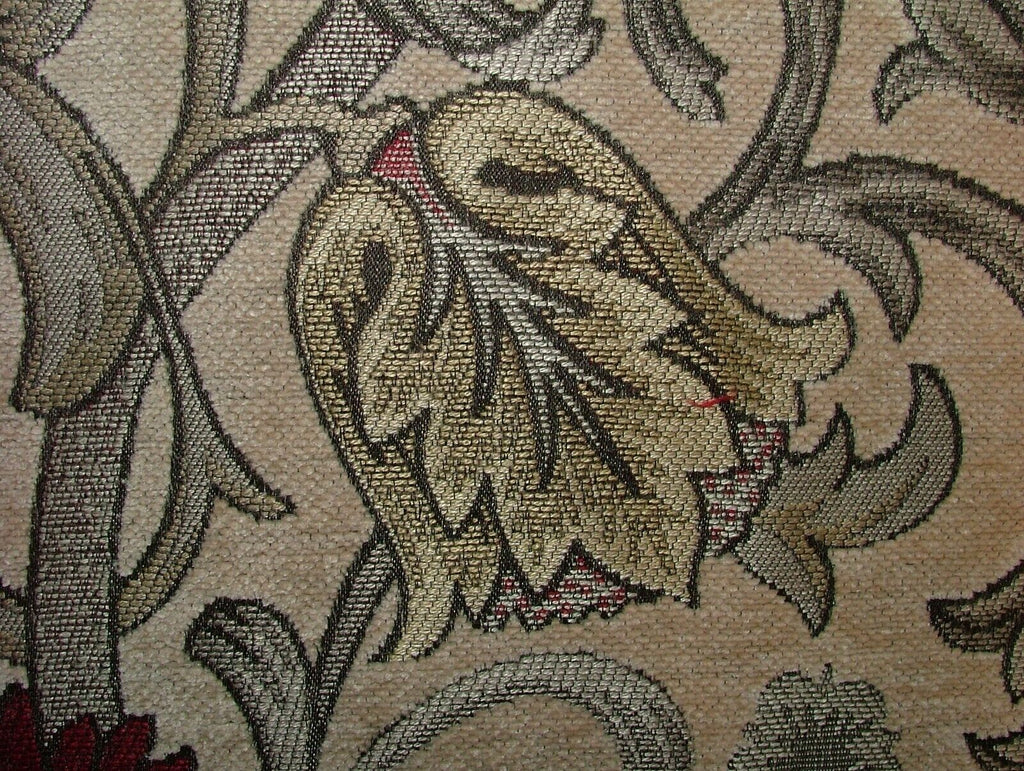 Scottish Thistle Ruby Chenille Fabric Curtain Cushion Upholstery Throws Blinds