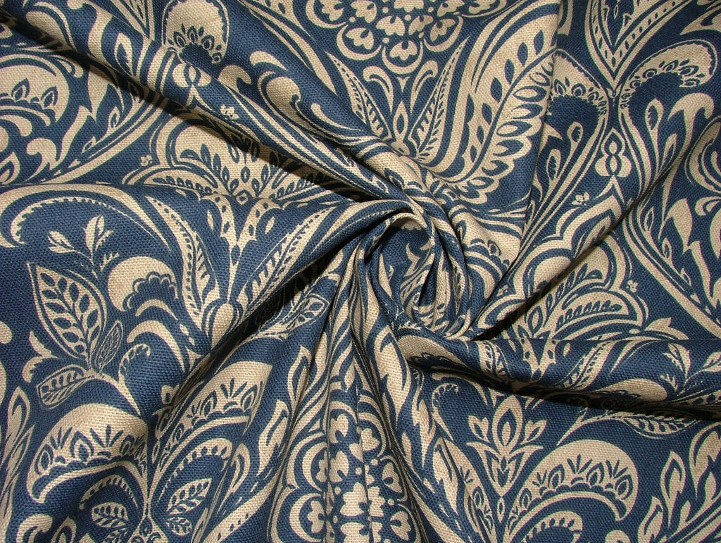 1.1m iLiv Hathaway Indigo Blue Cotton Curtain Upholstery Cushion Blind Fabric10