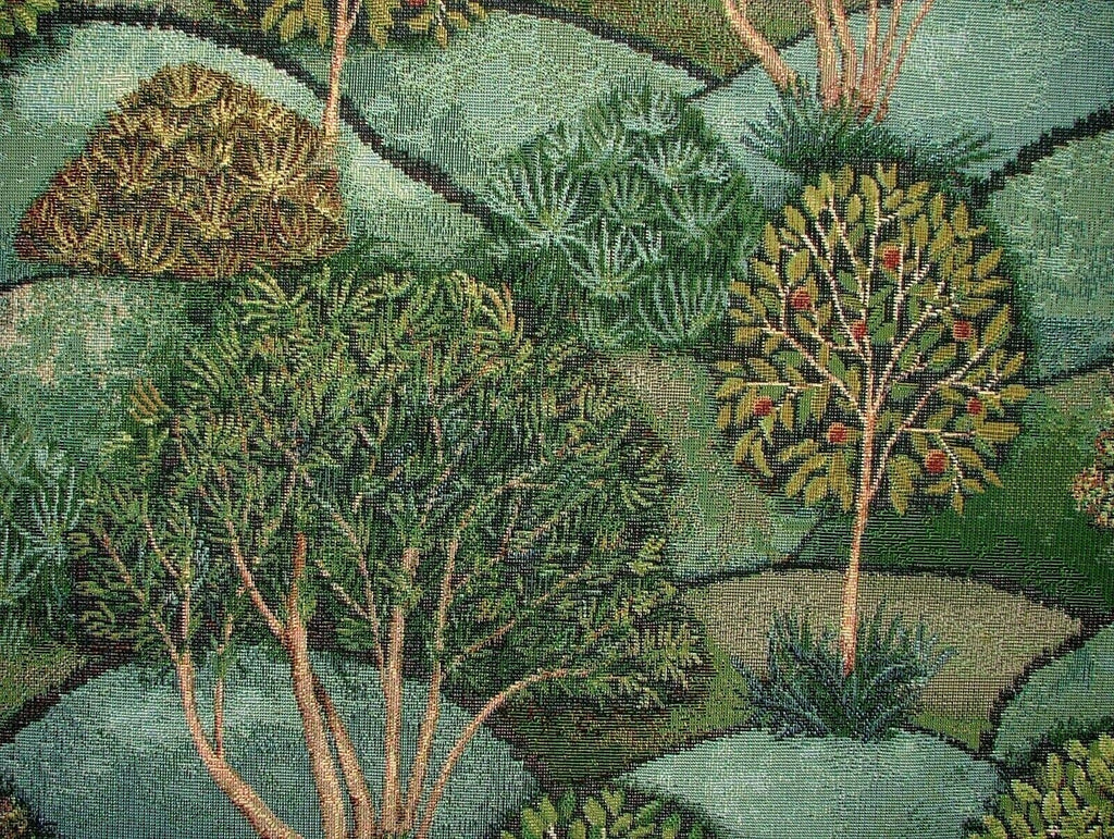 Green Meadow Tree Tapestry Fabric Curtain Upholstery Cushion Blanket Throws Use