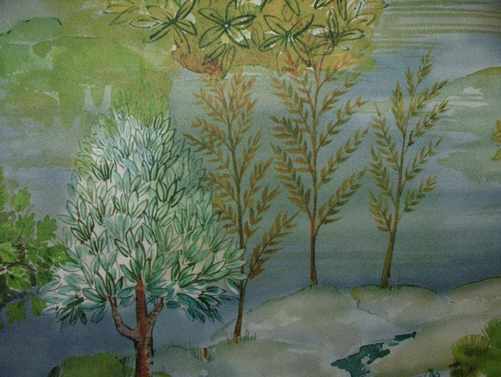 Velvet Cushion Upholstery Fabric - Meadow Trees  Blue Dawn 10 Metre Roll11