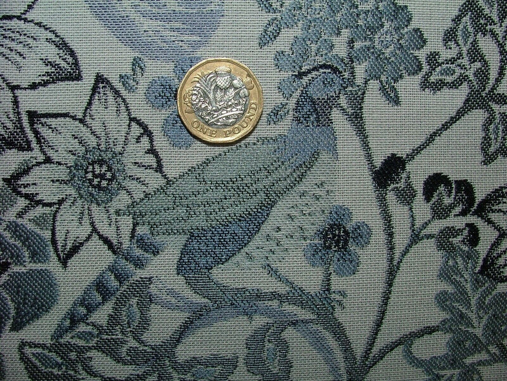 Morris Bird Delft Blue Jacquard Fabric  Curtain Upholstery Cushion Throws Use