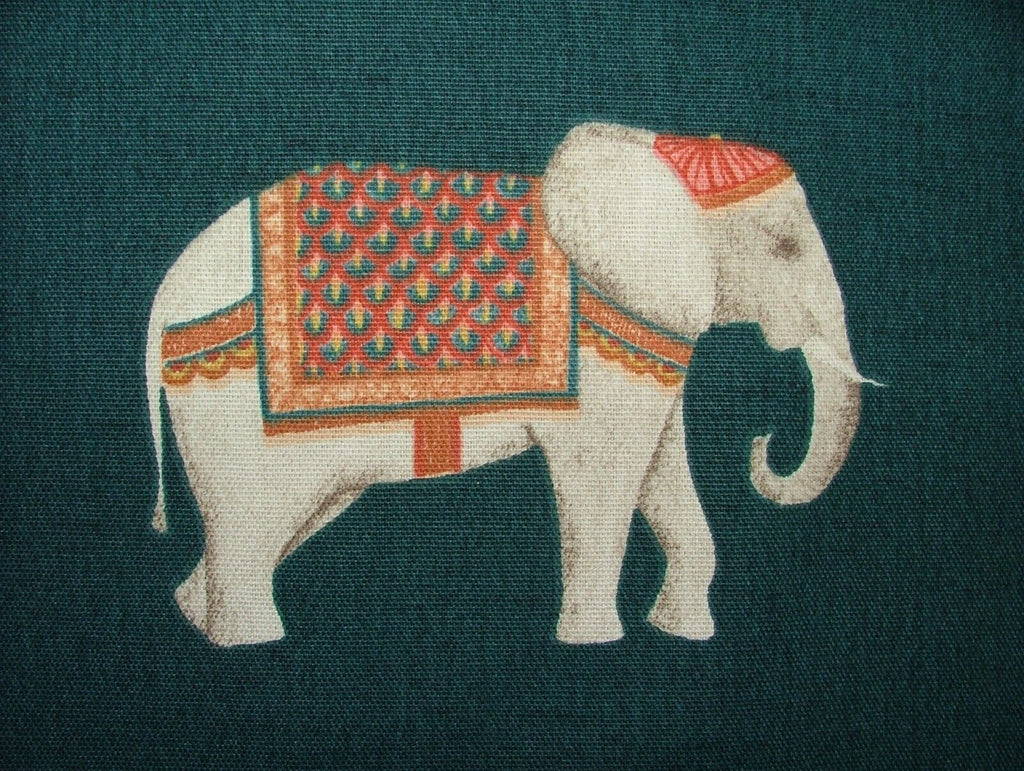 Jaipur Indian Elephant Deep Teal Cotton Curtain Upholstery Cushion Blind Fabric