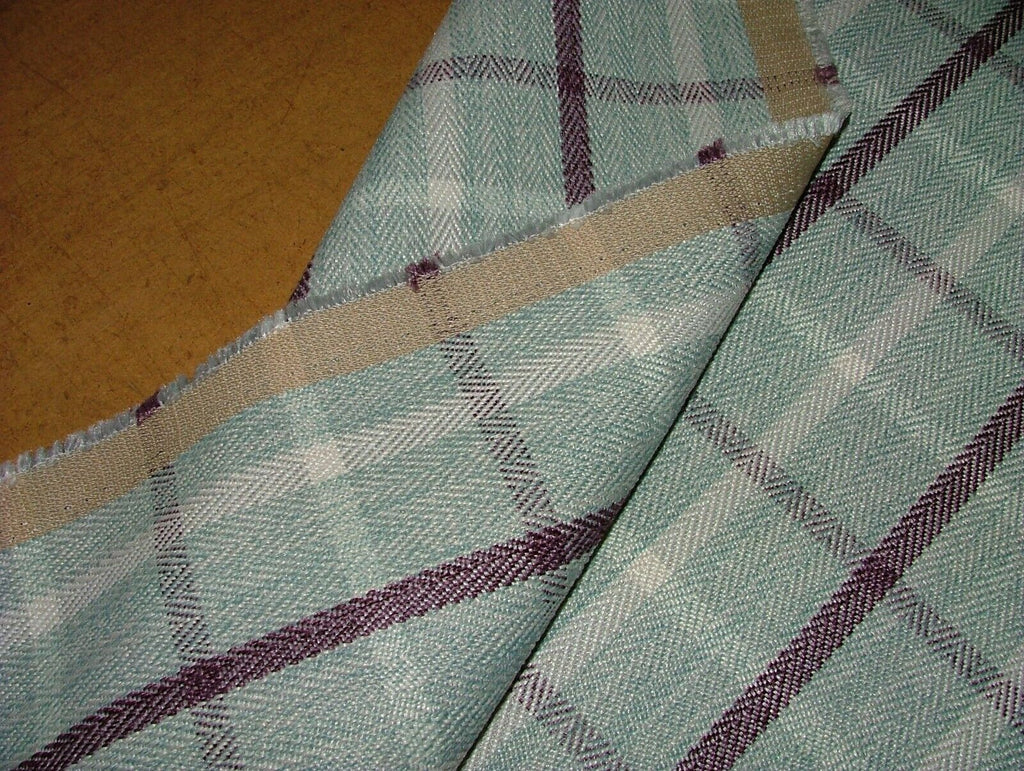 Duckegg Mulberry Herringbone Check Tartan Fabric Upholstery Cushion Curtain