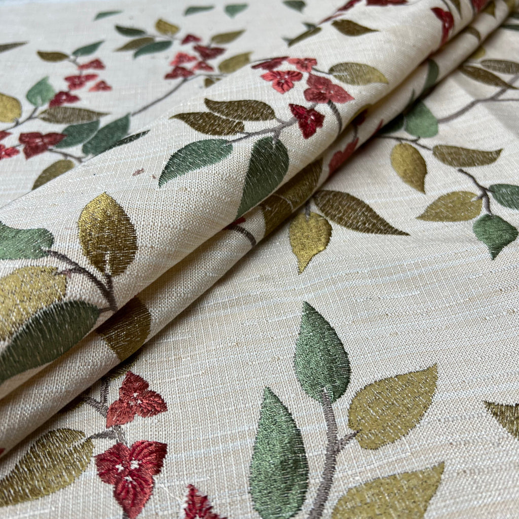 2,9M iLiv Bougainvillier Paprika Tissu Floral Brodé Rideau Rembourrage0