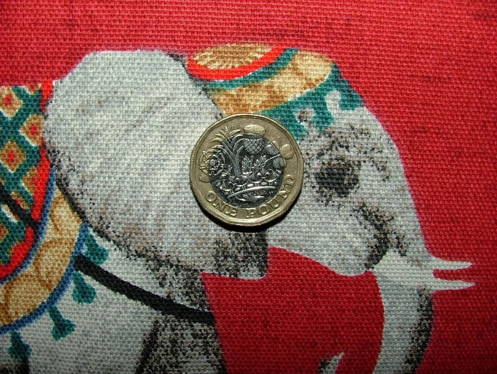 4 Metres Jaipur Indian Elephant Rosso Cotton Curtain Upholstery Cushion Fabric