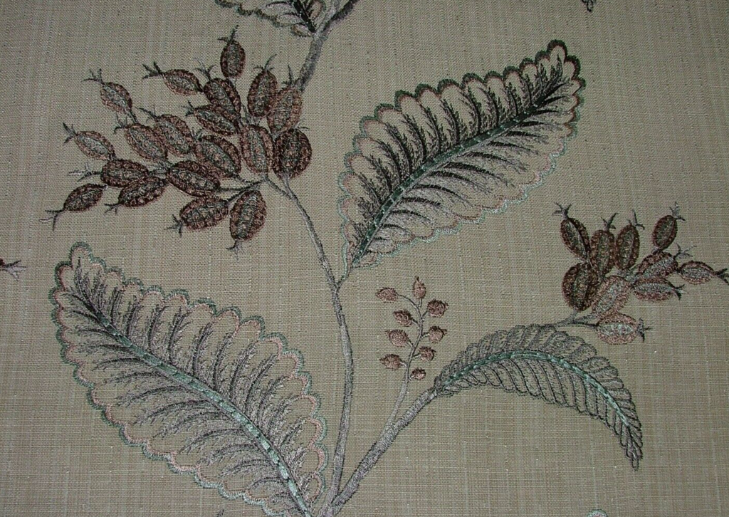 11 Metres Berryvine Dove Grey Embroidered Fabric Upholstery Curtain RRP £550.00