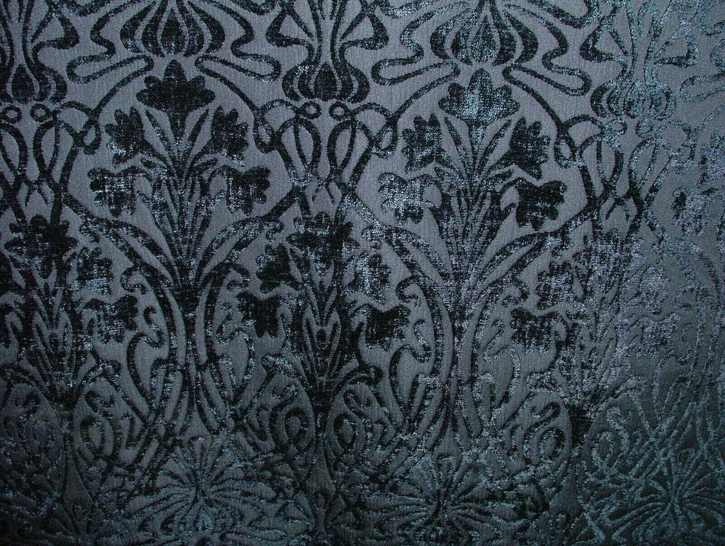 10 Metres Art Nouveau Indigo Blue Chenille Fabric Curtain Upholstery Cushion