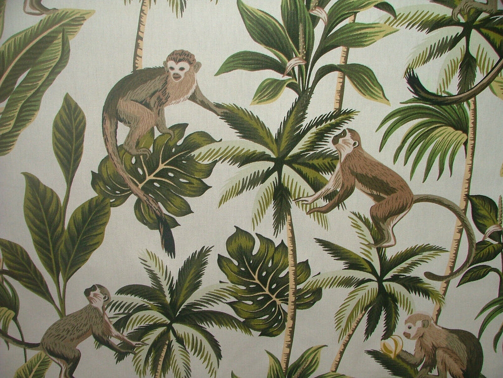 Tropical Monkey Botanical 100% Cotton Curtain Upholstery Cushion Blind Fabric