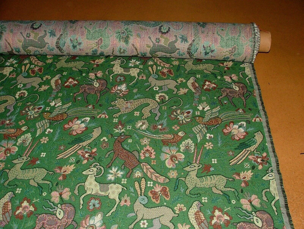 Tudor Forest Tapestry Green Fabric Curtain Upholstery Cushions Table Runner