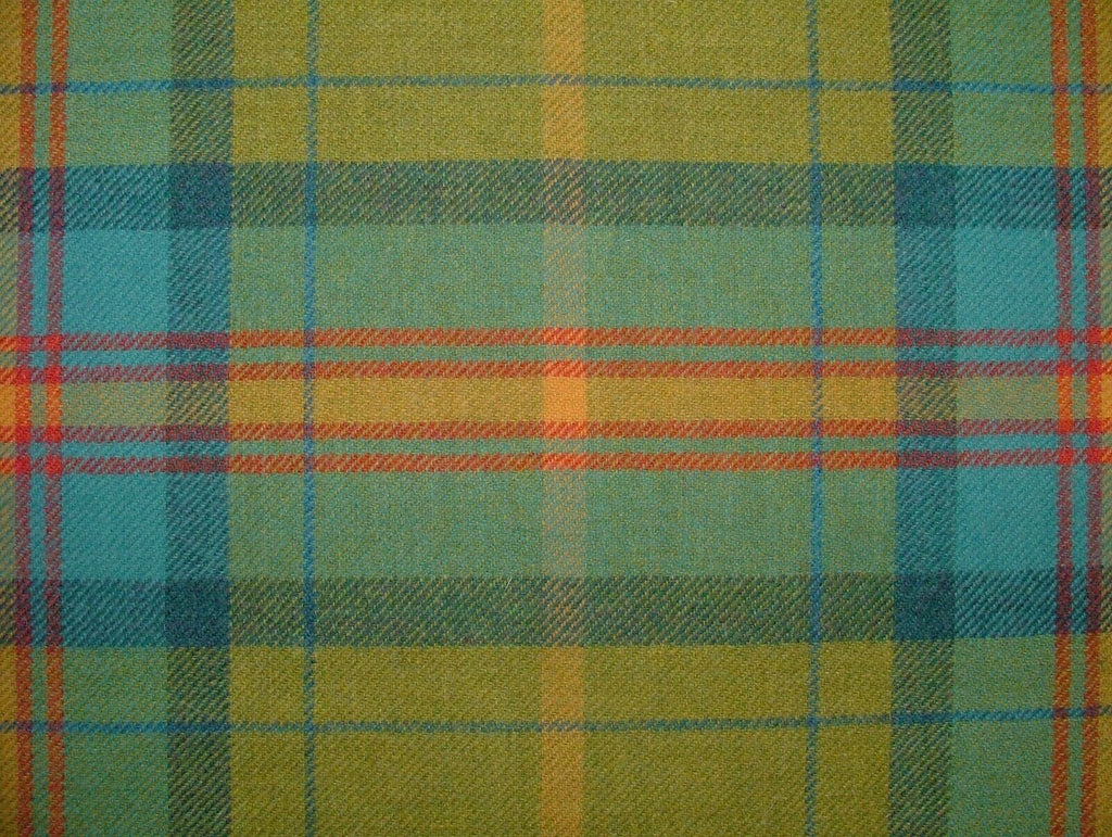 100% Shetland Wool Blue Pistachio Tartan Check Upholstery Curtain Cushion Fabric