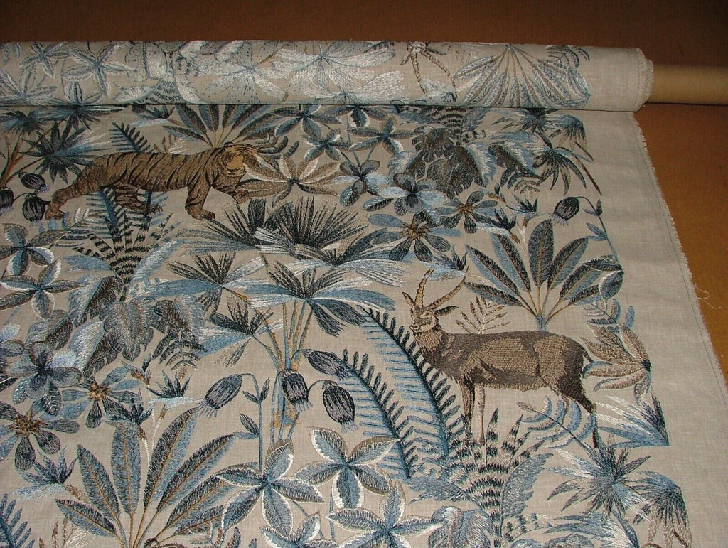 Tropical Forest Tiger Lagoon Embroidered  Fabric Curtain Upholstery Cushion