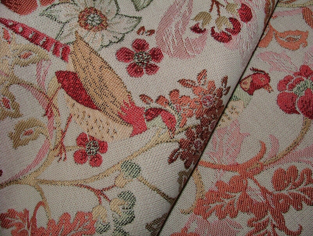 Morris Bird Terracotta Jacquard Fabric Curtain Upholstery Cushion Throw Use