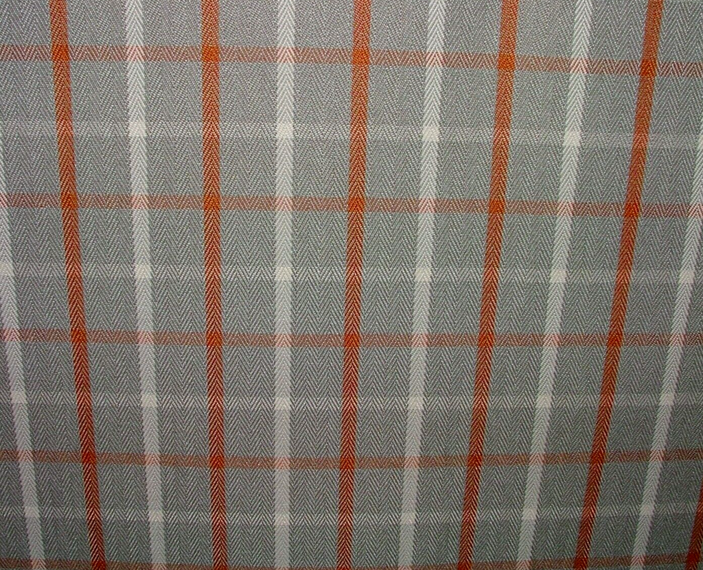 Paprika Grey White Herringbone Check Tartan Fabric Upholstery Cushion Curtain